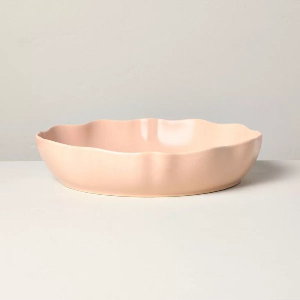 Scalloped Stoneware Shallow Serving Bowl Blush - Hearth & Hand Magnolia Target